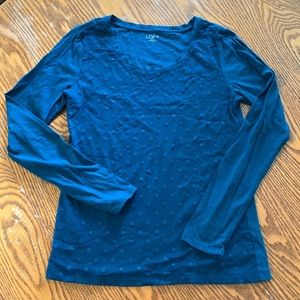 Loft Outlet long sleeve T-shirt with polka dots and mesh